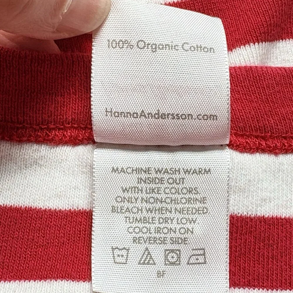 HANNA ANDERSON Girls Stripe‎ Long Sleeve Pullover Shirt Sz 10 Red White 28-11